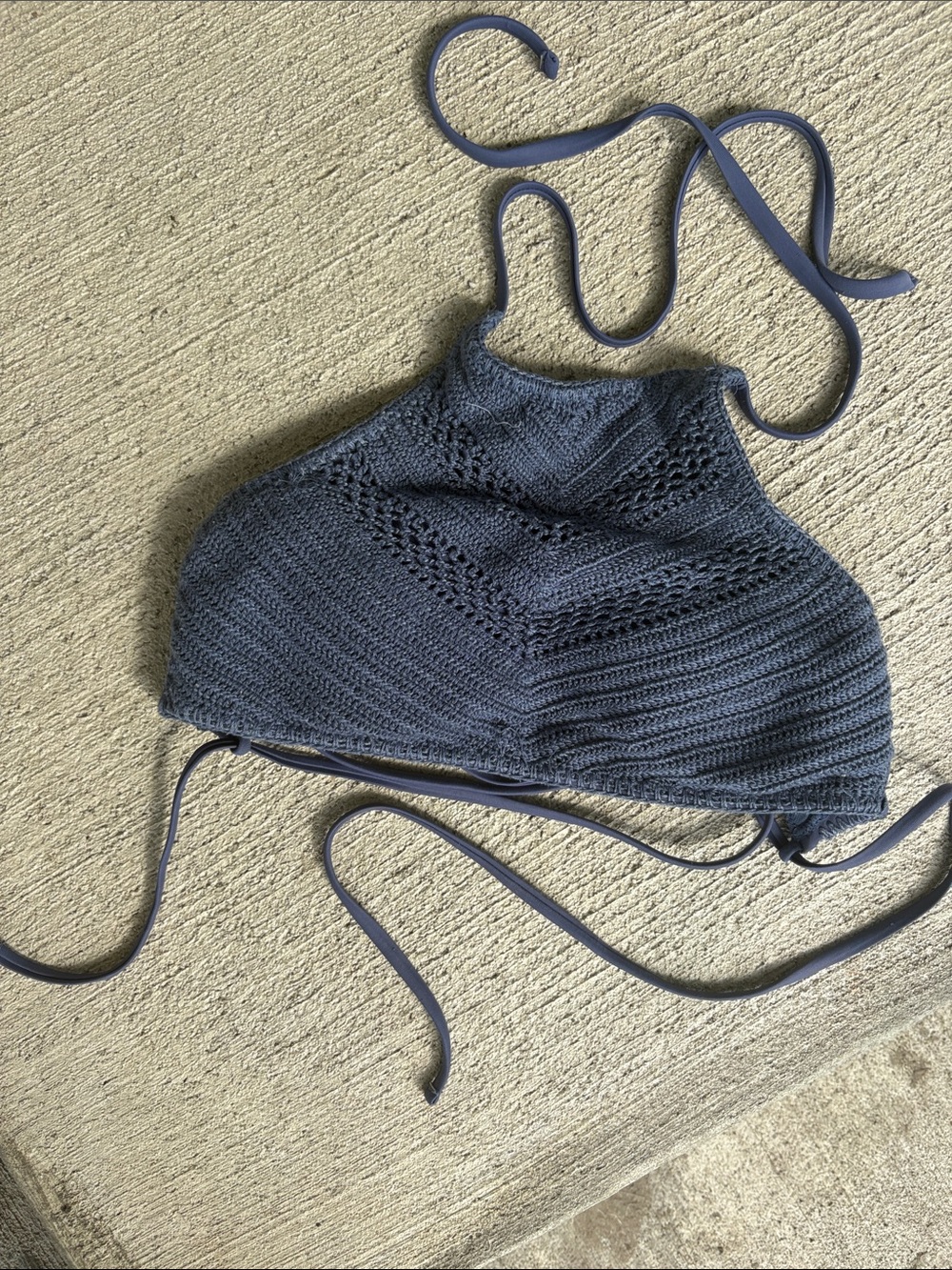 Women’s Off-the-Shoulder Knit Halter Sweater Top - Navy